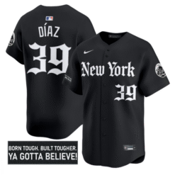 Alternative view of Edwin Díaz Jersey #39 New York Mets Gothic Borough Edition Stitched Baseball
