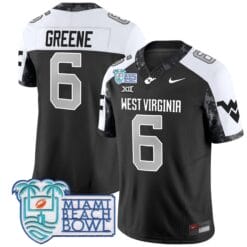 Garrett Greene Jersey #6 West Virginia Mountaineers 2025 Miami Beach Bowl Football Stitched