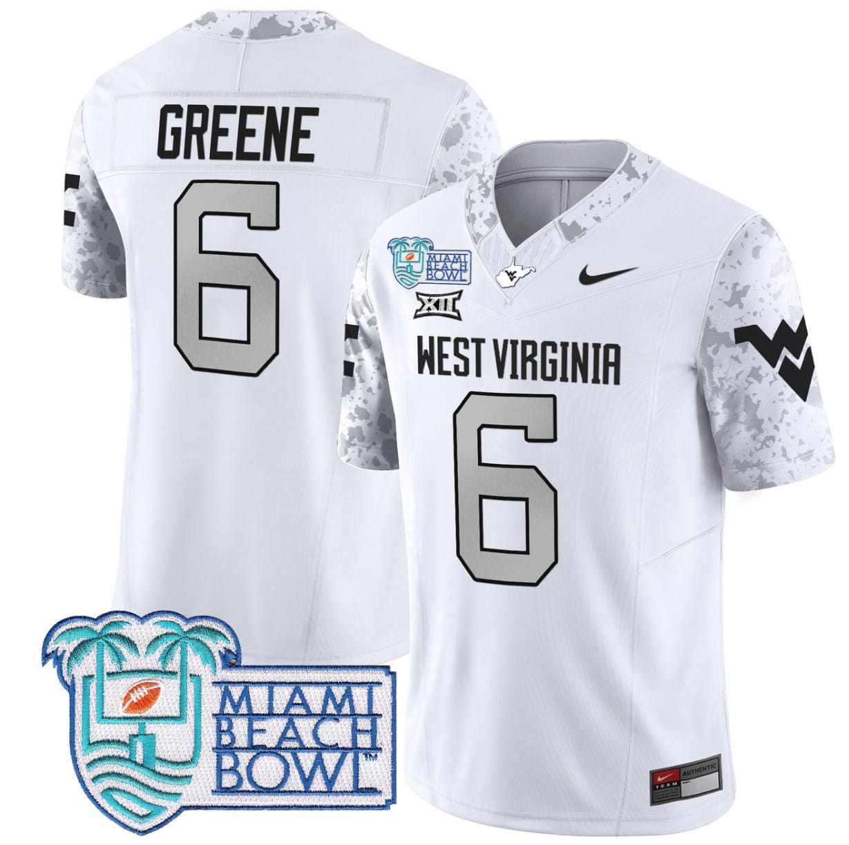 Garrett Greene Jersey #6 West Virginia Mountaineers 2025 Miami Beach Bowl Football Stitched - Image 2