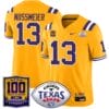 Garrett Nussmeier Jersey #13 LSU Tigers Texas Bowl Patch Stitched Football