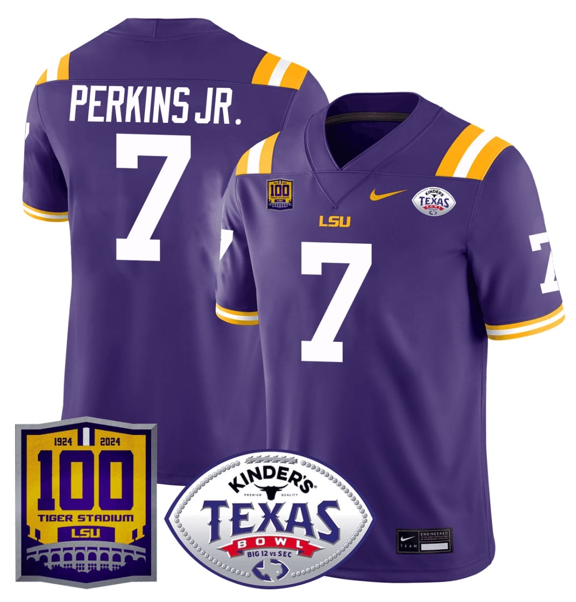 Harold Perkins Jr Jersey #7 LSU Tigers Texas Bowl Patch Stitched Football - Image 3