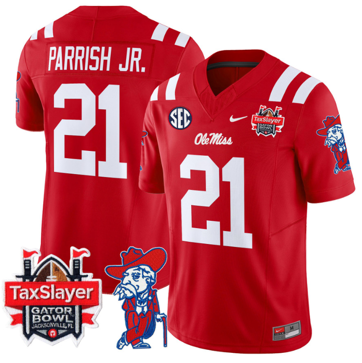 Henry Parrish Jr Jersey #21 Ole Miss Rebels 2025 Gator Bowl Patch 2024 Stitched Football - Image 3