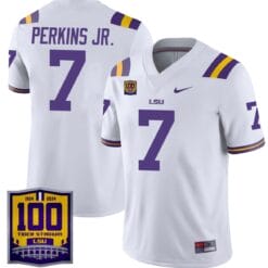 Alternative view of Harold Perkins Jr Jersey #7 LSU Tigers 100 Years of Tiger Stadium Patch Stitched Football