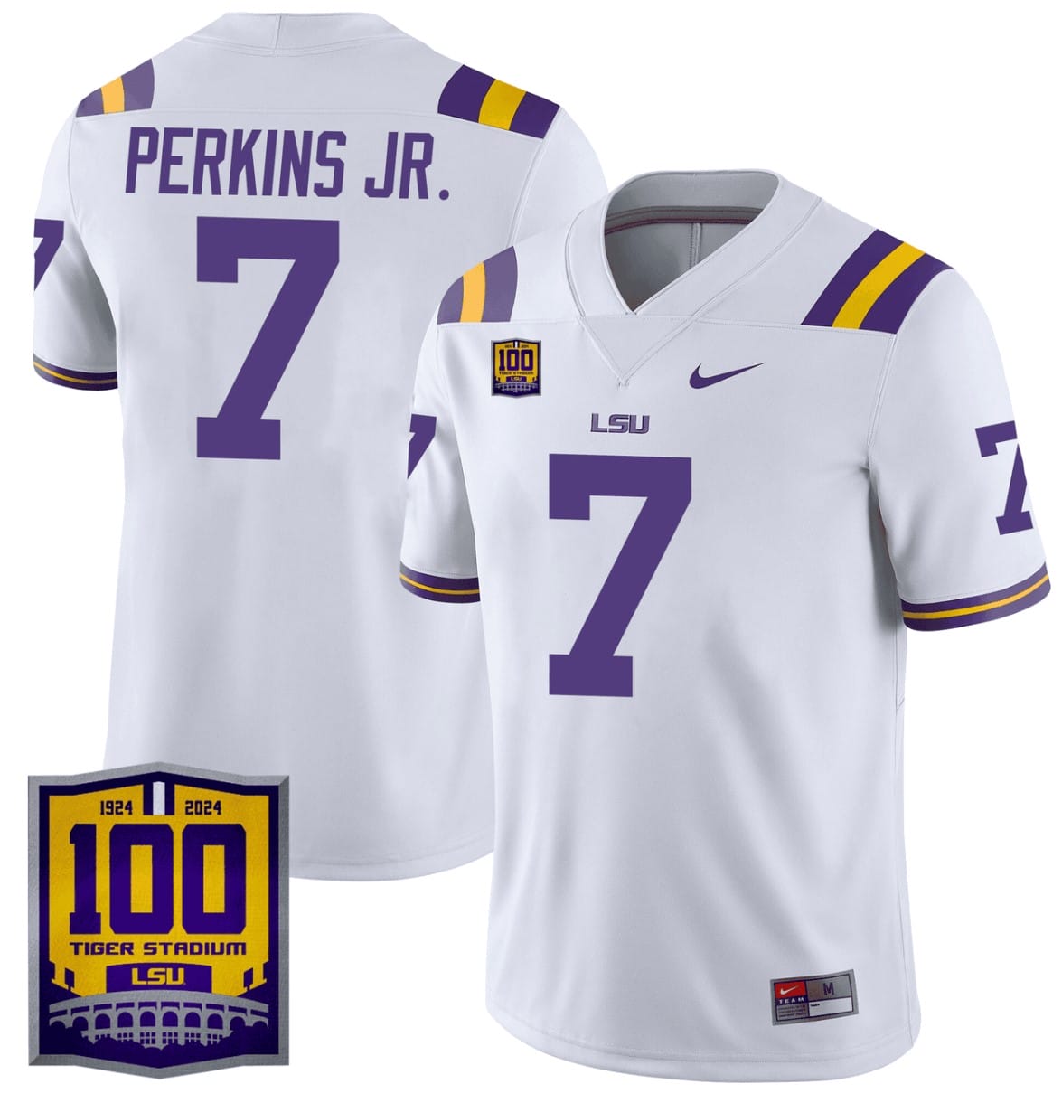 Harold Perkins Jr Jersey #7 LSU Tigers 100 Years of Tiger Stadium Patch Stitched Football - Image 2
