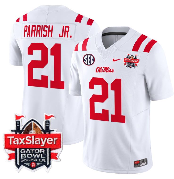 Henry Parrish Jr Jersey #21 Ole Miss Rebels 2024 Gator Bowl Stitched Football - Image 2