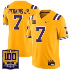 Harold Perkins Jr Jersey #7 LSU Tigers 100 Years of Tiger Stadium Patch Stitched Football