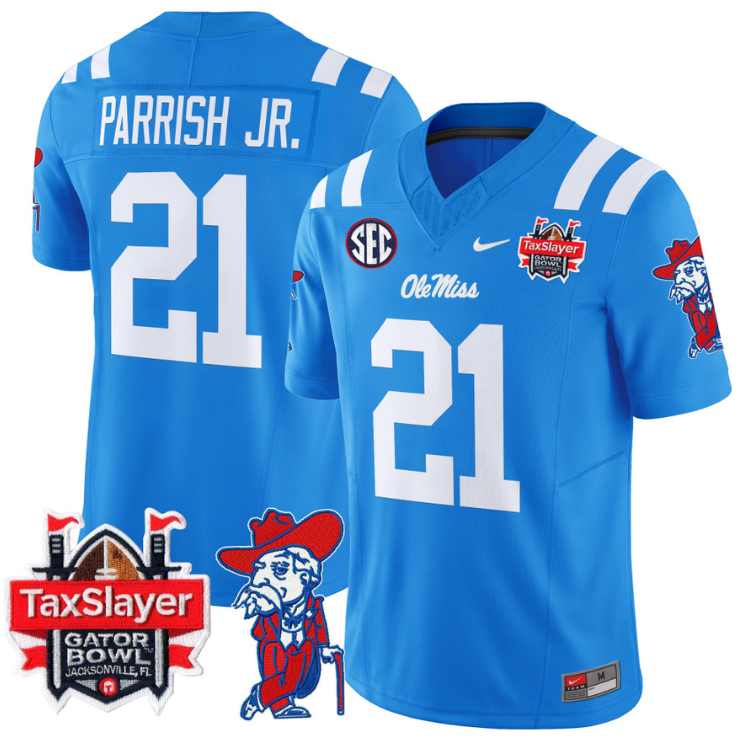 Henry Parrish Jr Jersey #21 Ole Miss Rebels 2025 Gator Bowl Patch 2024 Stitched Football - Image 5