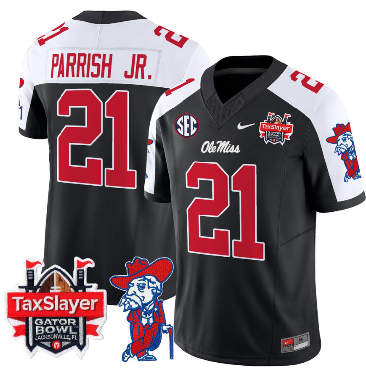 Henry Parrish Jr Jersey #21 Ole Miss Rebels 2024 Gator Bowl Stitched Football - Image 7