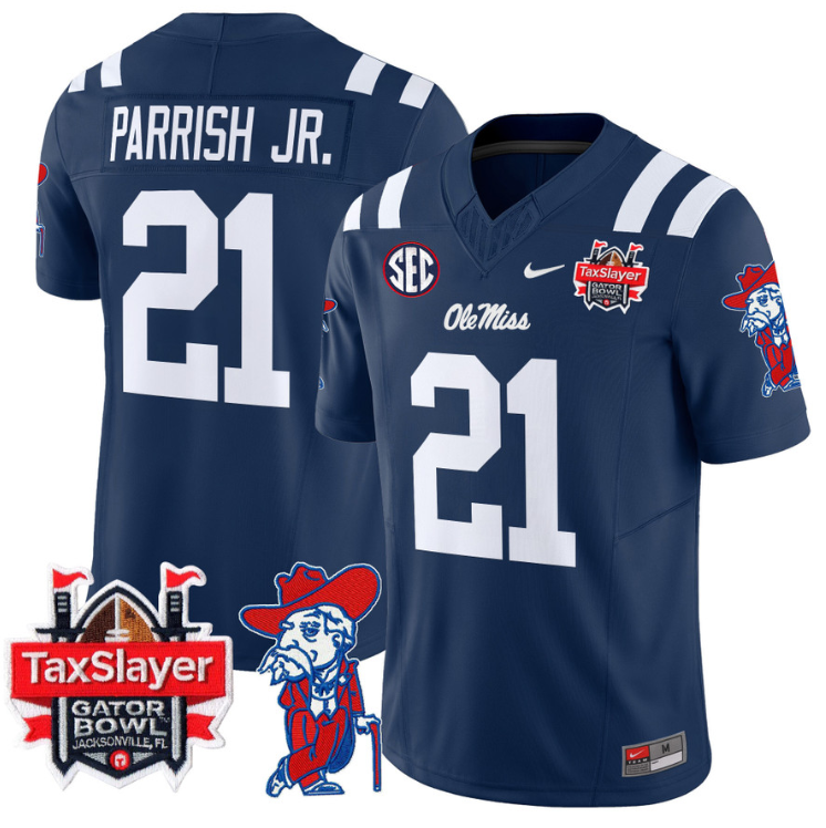 Henry Parrish Jr Jersey #21 Ole Miss Rebels 2025 Gator Bowl Patch 2024 Stitched Football - Image 6