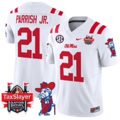 Alternative view of Henry Parrish Jr Jersey #21 Ole Miss Rebels 2025 Gator Bowl Patch 2024 Stitched Football