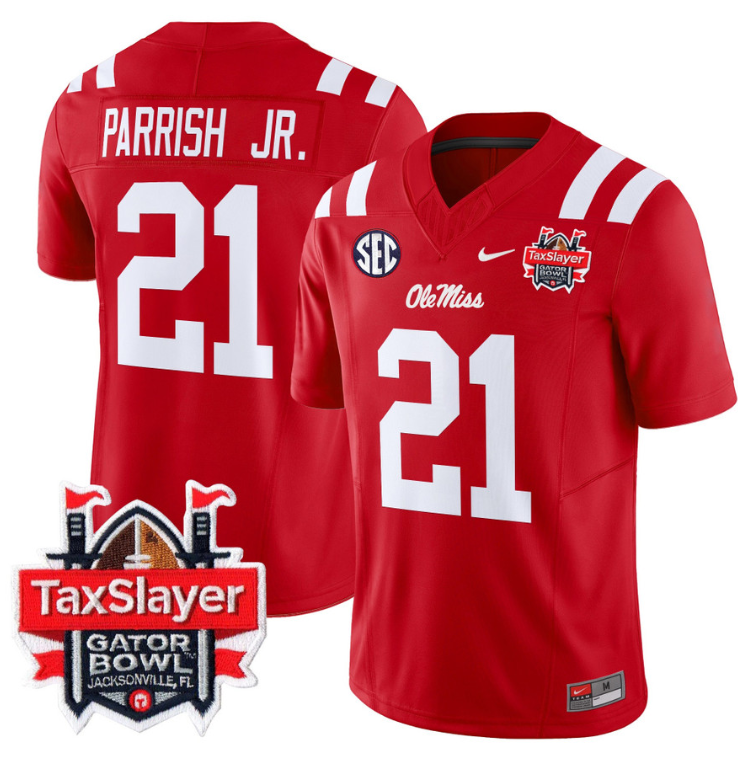 Henry Parrish Jr Jersey #21 Ole Miss Rebels 2024 Gator Bowl Stitched Football - Image 3