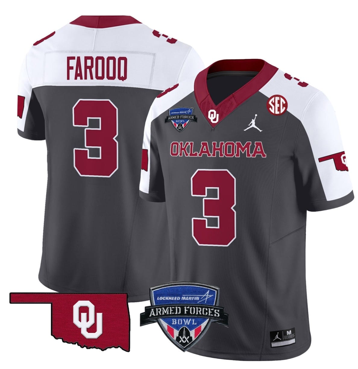 Jalil Farooq Jersey #3 Oklahoma Sooners 2025 Armed Forces Bowl Patch Alternate Football Stitched - Image 3