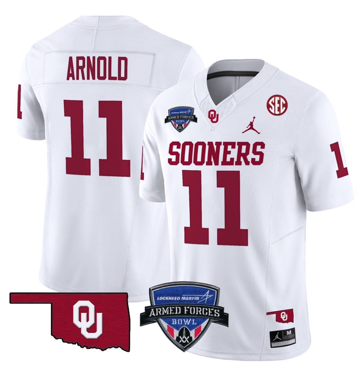 Jackson Arnold Jersey #11 Oklahoma Sooners 2025 Armed Forces Bowl Patch Alternate Football Stitched - Image 2