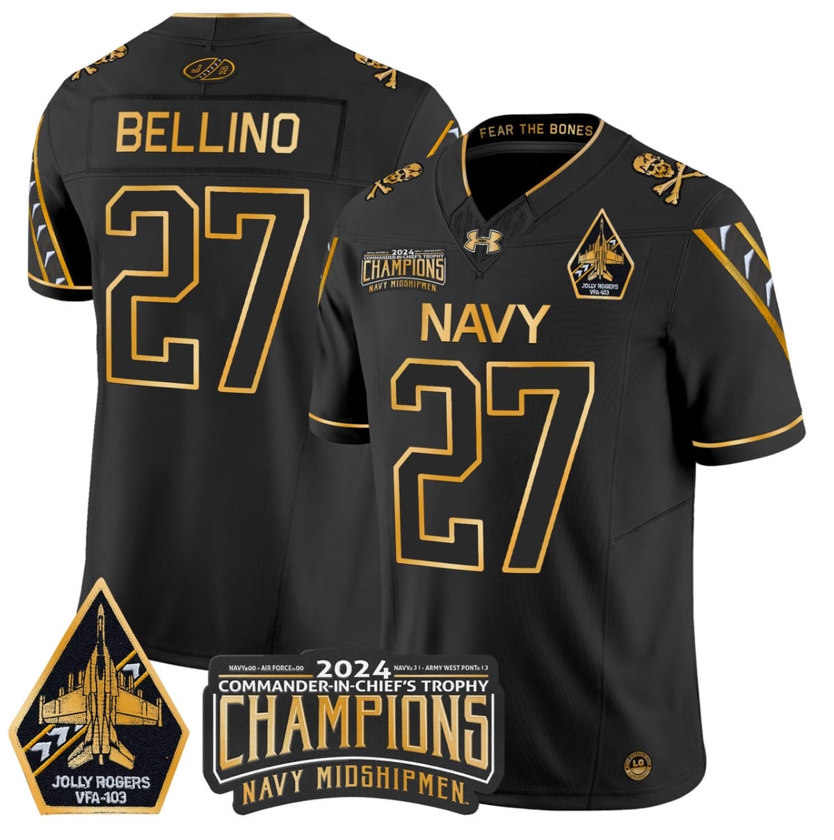 Joe Bellino Jersey #27 Navy Midshipmen Commander-in-chief's Trophy Stitched Football - Image 9