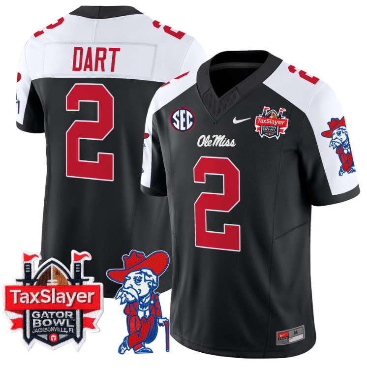 Jaxson Dart Jersey #2 Ole Miss Rebels 2025 Gator Bowl Patch Stitched Football - Image 7