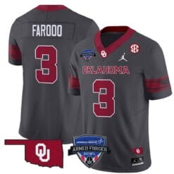 Jalil Farooq Jersey #3 Oklahoma Sooners 2025 Armed Forces Bowl Patch Alternate Football Stitched