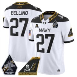 Alternative view of Joe Bellino Jersey #27 Navy Midshipmen 2024 Jolly Rogers Patch Stitched Football