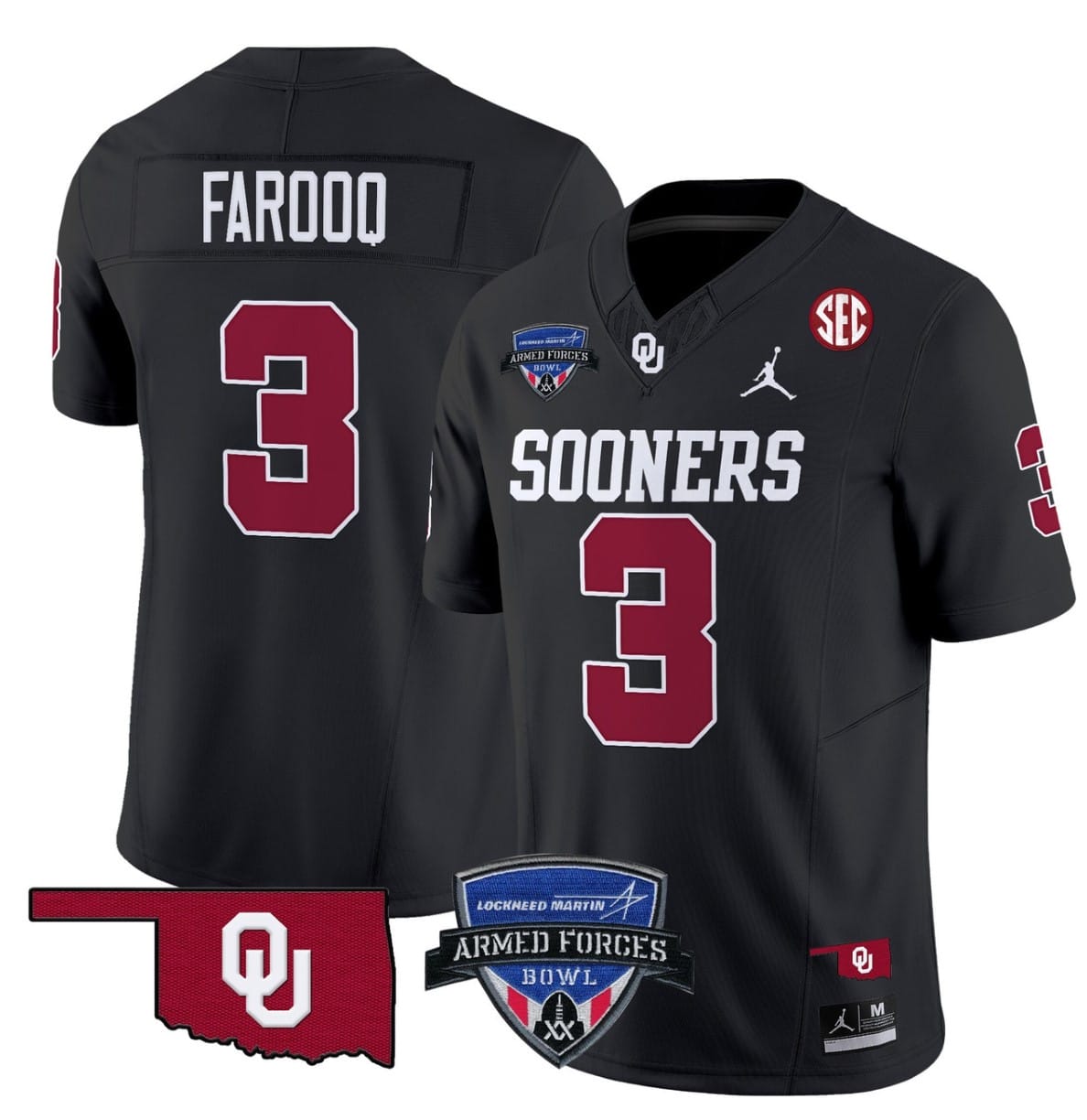 Jalil Farooq Jersey #3 Oklahoma Sooners 2025 Armed Forces Bowl Patch Alternate Football Stitched - Image 5