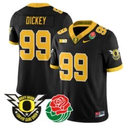 Jurrion Dickey Jersey #99 Oregon Ducks 2024 Mighty Rose Bowl Patch Football Stitched