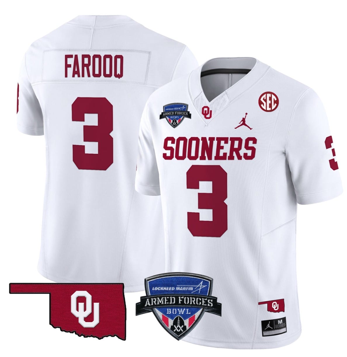 Jalil Farooq Jersey #3 Oklahoma Sooners 2025 Armed Forces Bowl Patch Alternate Football Stitched - Image 2