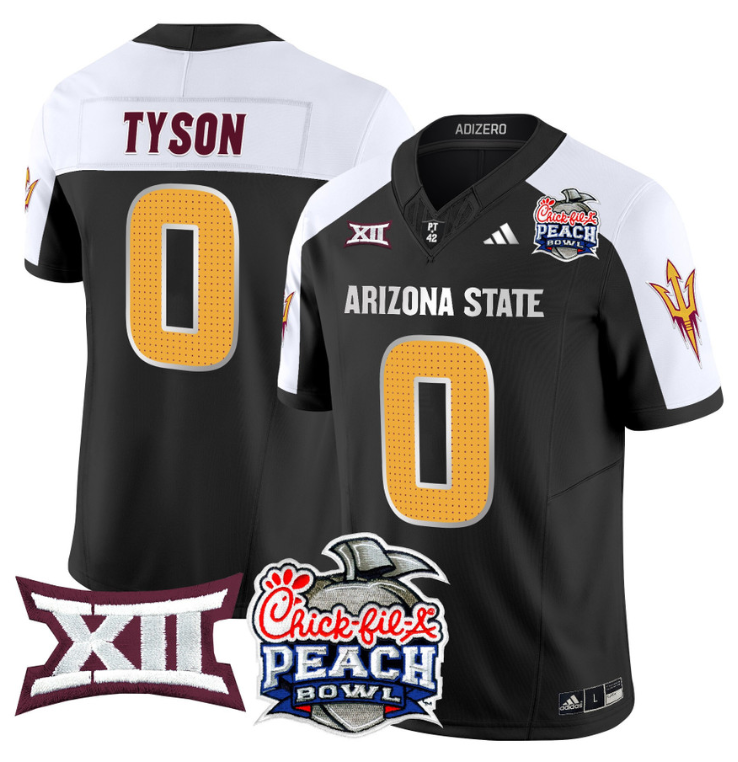 Jordyn Tyson Jersey #0 Arizona State Sun Devils 2025 Peach Bowl Stitched Football