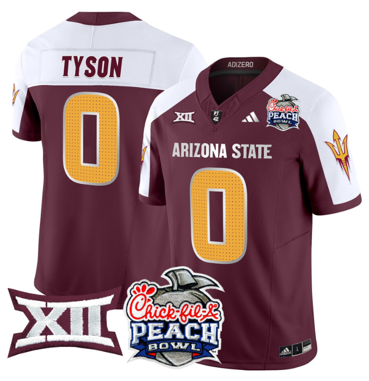 Jordyn Tyson Jersey #0 Arizona State Sun Devils 2025 Peach Bowl Stitched Football - Image 3