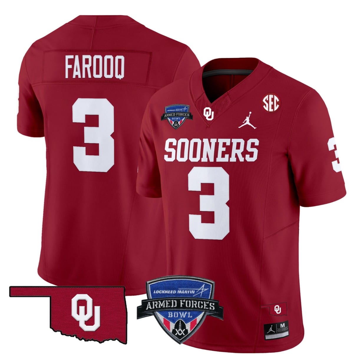 Jalil Farooq Jersey #3 Oklahoma Sooners 2025 Armed Forces Bowl Patch Alternate Football Stitched - Image 4