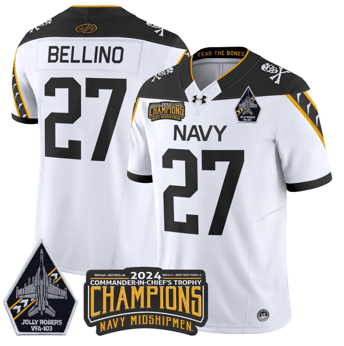 Joe Bellino Jersey #27 Navy Midshipmen Commander-in-chief's Trophy Stitched Football - Image 2