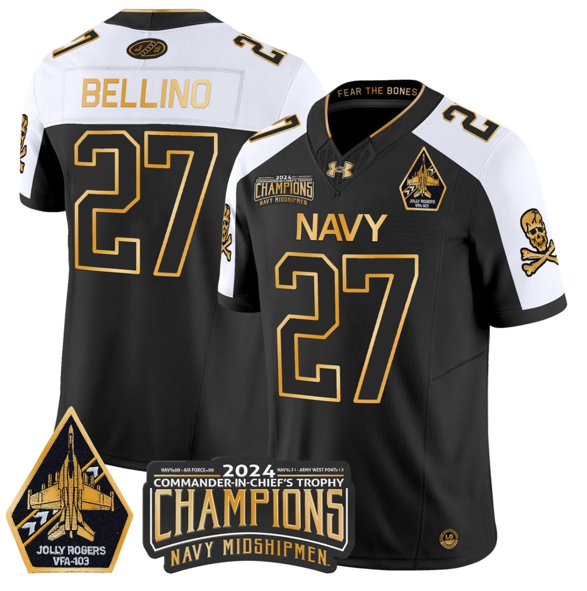 Joe Bellino Jersey #27 Navy Midshipmen Commander-in-chief's Trophy Stitched Football