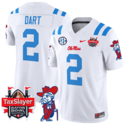 Jaxson Dart Jersey #2 Ole Miss Rebels 2025 Gator Bowl Patch Stitched Football