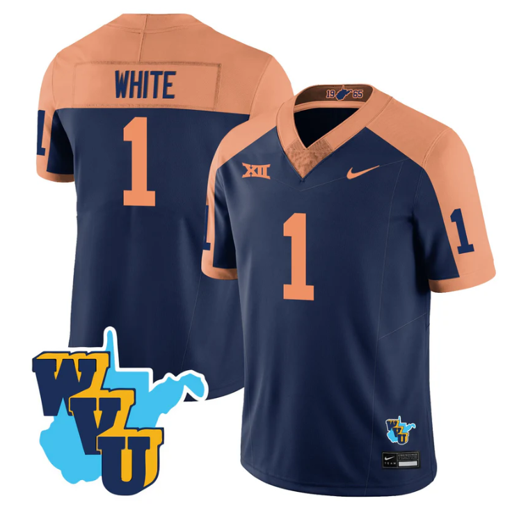 Jahiem White Jersey #1 West Virginia Mountaineers 1965-2025 Throwback Football Stitched - Image 2