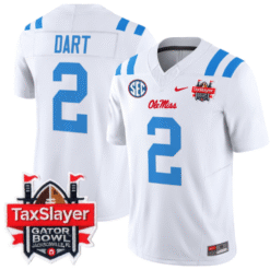 Jaxson Dart Jersey #2 Ole Miss Rebels 2024 Gator Bowl Patch Stitched Football