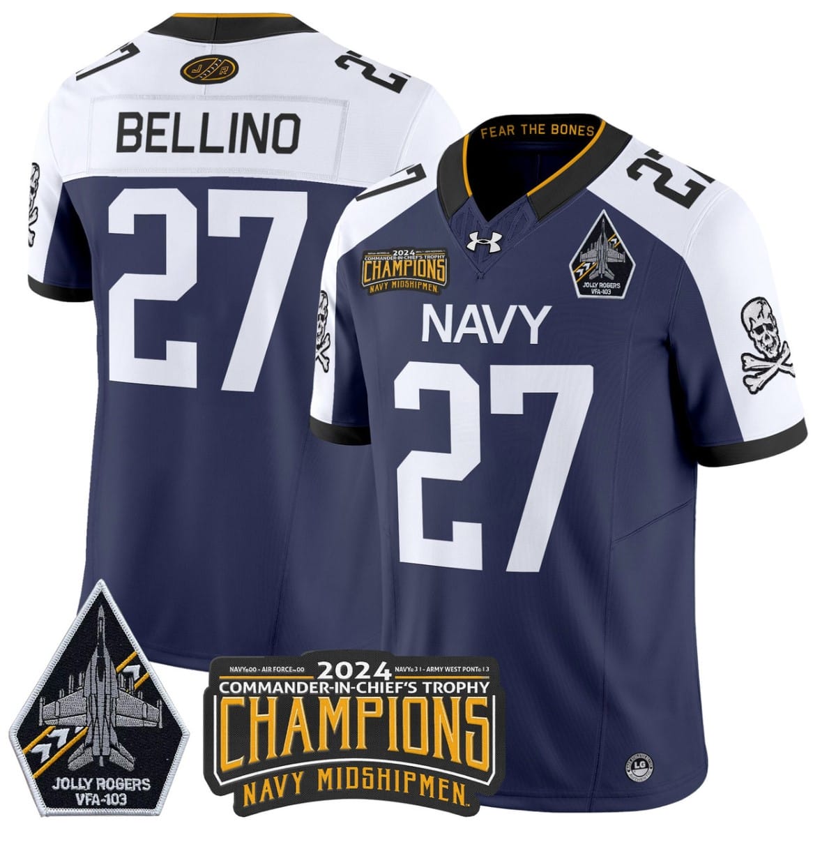 Joe Bellino Jersey #27 Navy Midshipmen Commander-in-chief's Trophy Stitched Football - Image 5