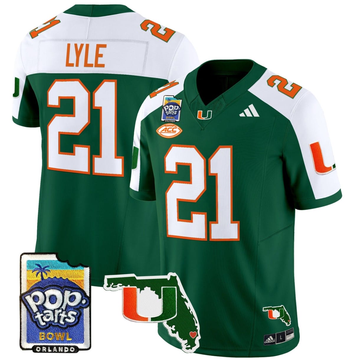 Jordan Lyle Jersey #21 Miami Hurricanes 2025 PopTarts Bowl Patch Football Stitched - Image 6