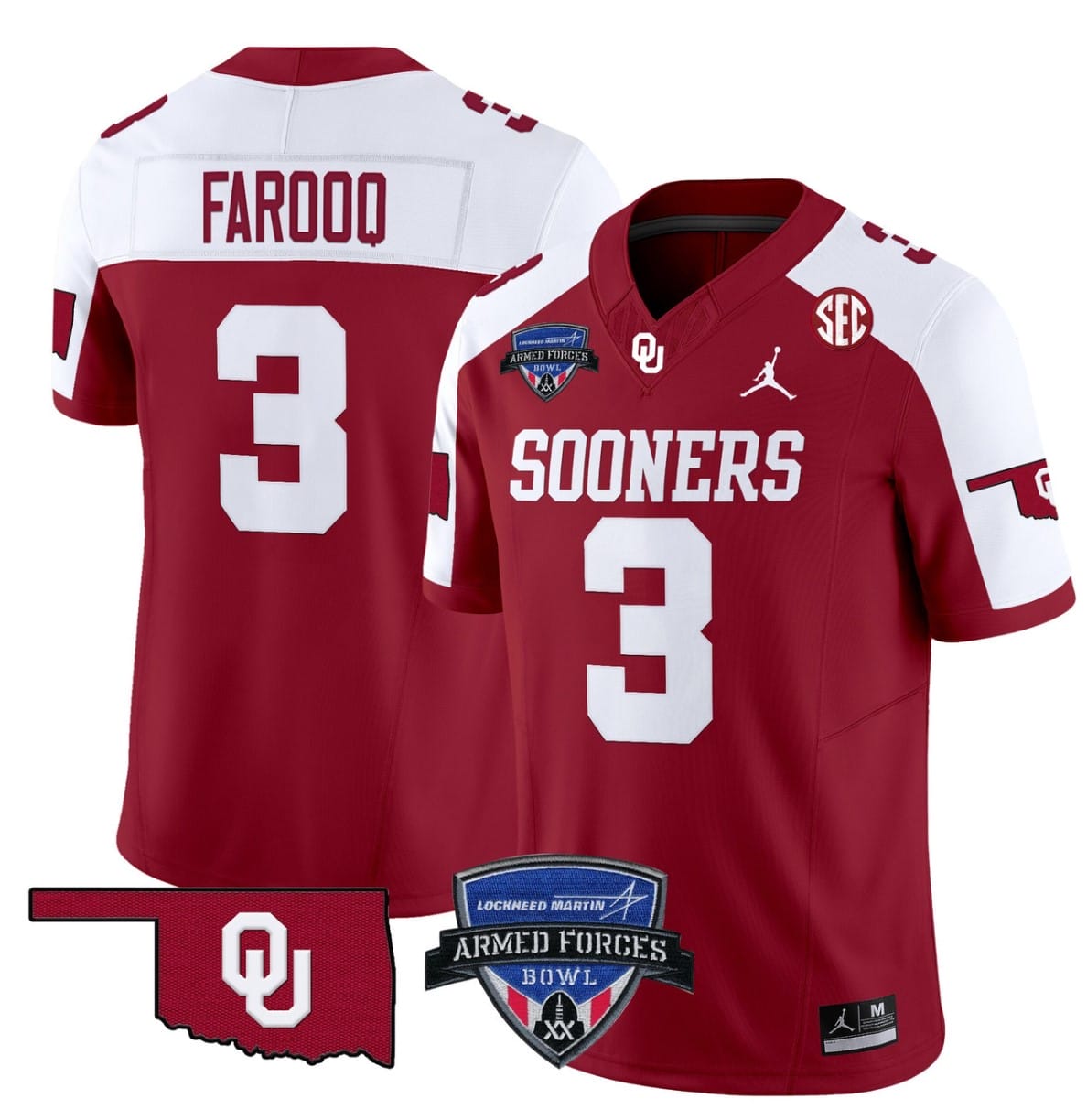 Jalil Farooq Jersey #3 Oklahoma Sooners 2025 Armed Forces Bowl Patch Alternate Football Stitched
