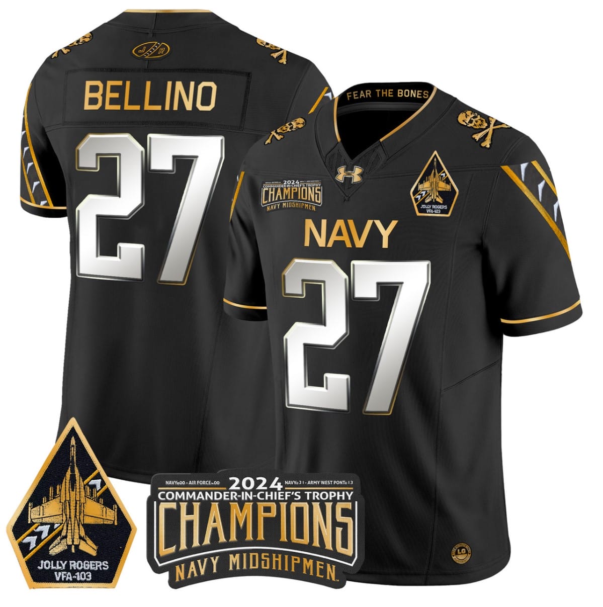 Joe Bellino Jersey #27 Navy Midshipmen Commander-in-chief's Trophy Stitched Football - Image 8