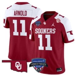 Jackson Arnold Jersey #11 Oklahoma Sooners 2025 Armed Forces Bowl Patch Alternate Football Stitched