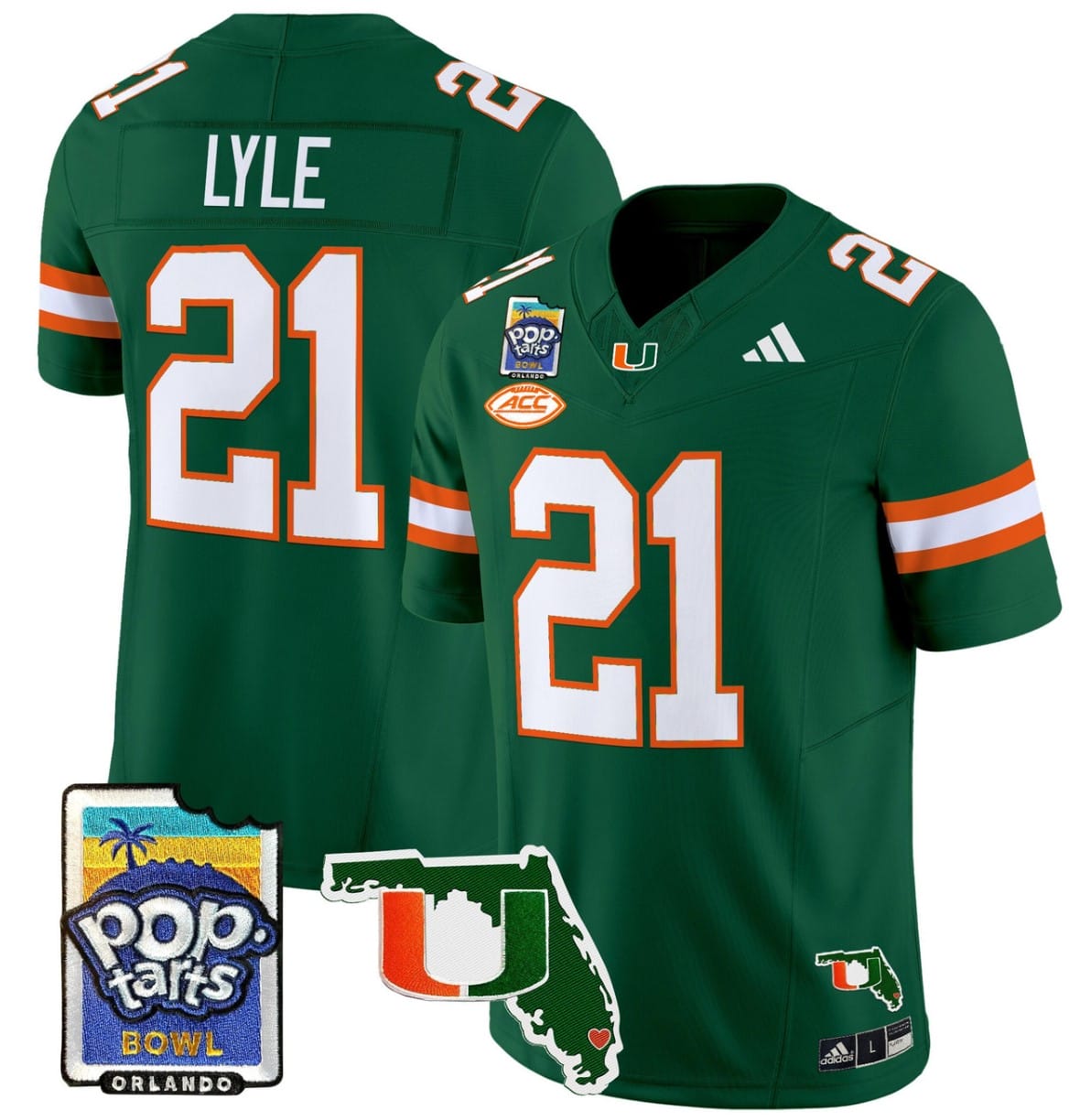 Jordan Lyle Jersey #21 Miami Hurricanes 2025 PopTarts Bowl Patch Football Stitched - Image 5