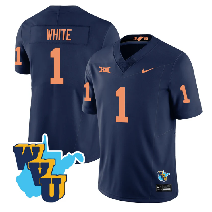 Jahiem White Jersey #1 West Virginia Mountaineers 1965-2025 Throwback Football Stitched - Image 3