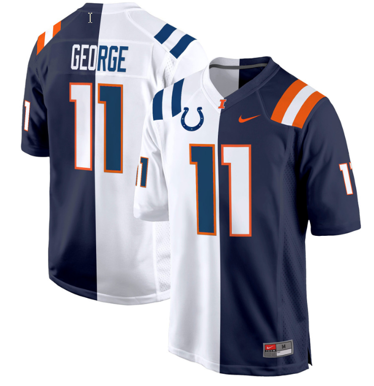 Illinois Fighting Illini Jersey Split Football Game All Stitched - Image 5