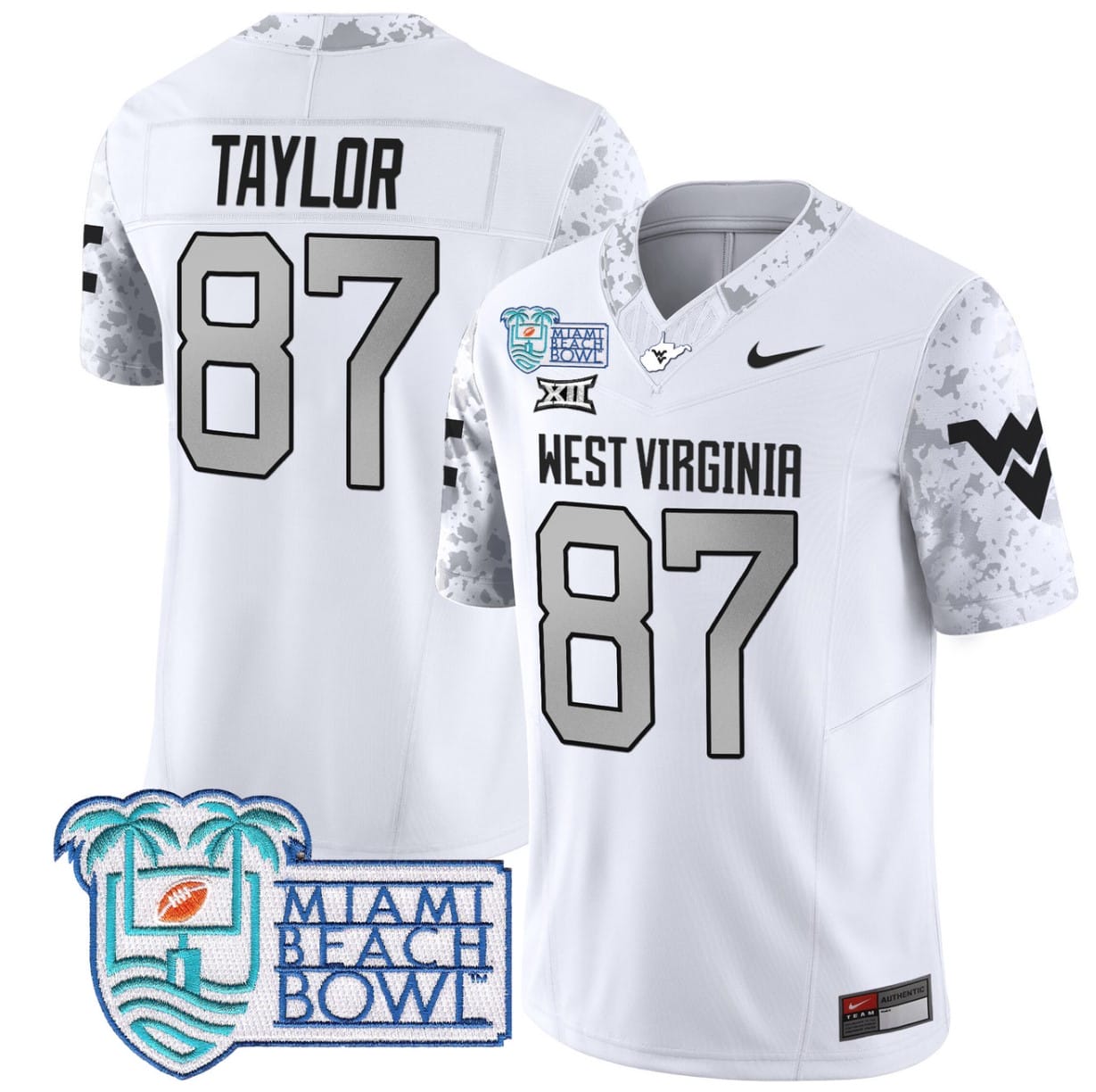 Kole Taylor Jersey #87 West Virginia Mountaineers 2025 Miami Beach Bowl Football Stitched - Image 2