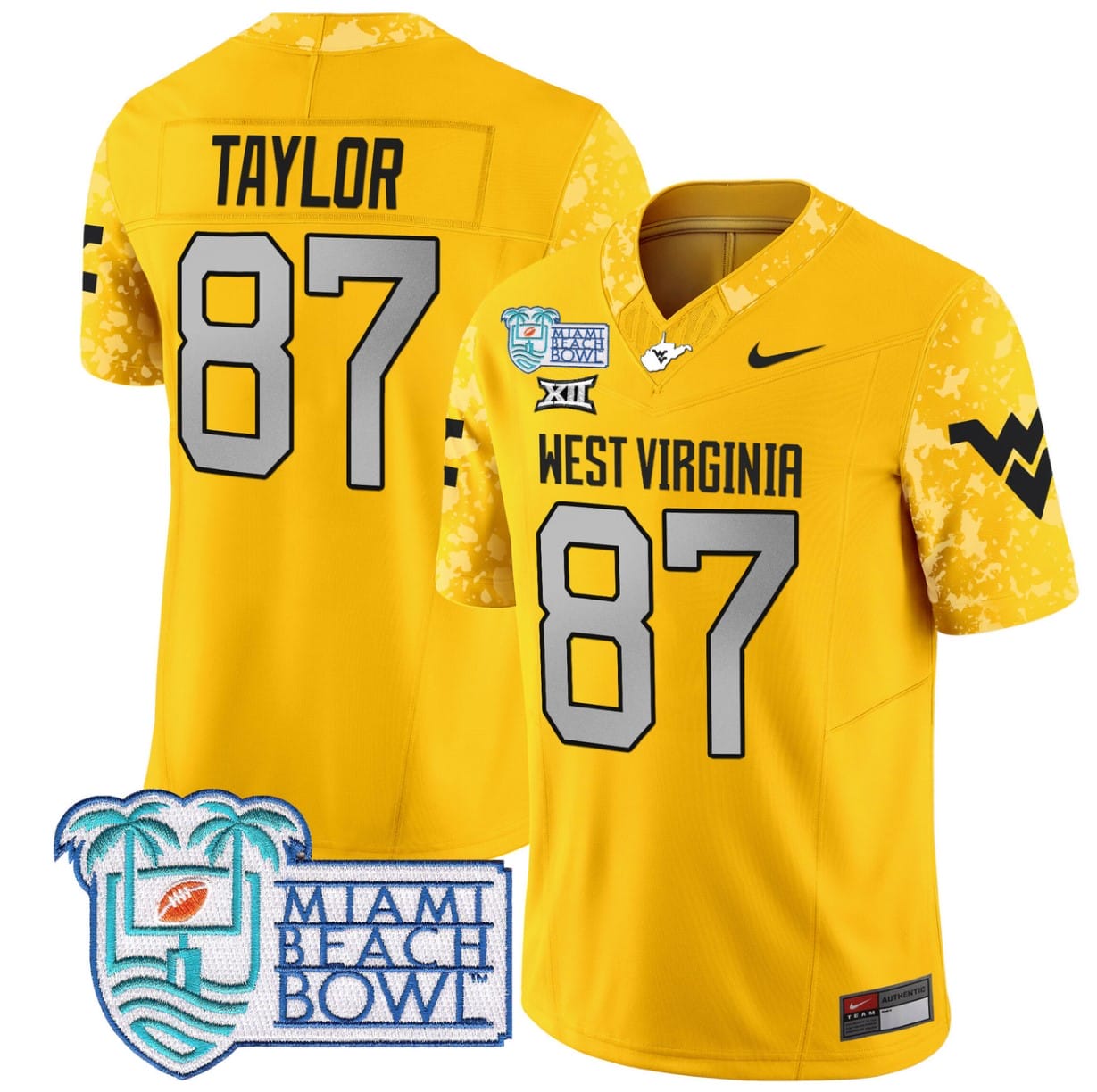 Kole Taylor Jersey #87 West Virginia Mountaineers 2025 Miami Beach Bowl Football Stitched - Image 4