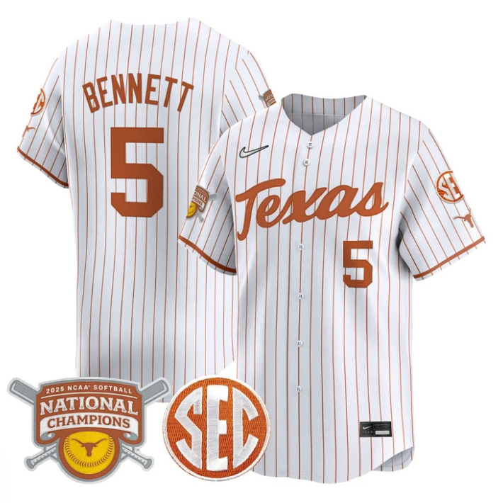 Kaydee Bennett Jersey #5 Texas Longhorns 2025 National Champions Stitched Baseball - Image 3