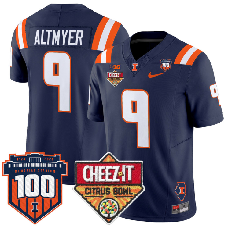 Luke Altmyer Jersey #9 Illinois Fighting 2025 Cheez-It Citrus Bowl Stitched Football - Image 6