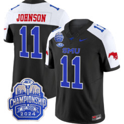 LJ Johnson Jr Jersey #11 SMU Mustangs 2024 ACC Championship Patch V2 Stitched Football