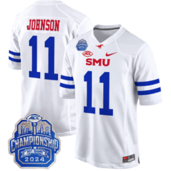 Alternative view of LJ Johnson Jr Jersey #11 SMU Mustangs 2024 ACC Championship Patch V2 Stitched Football