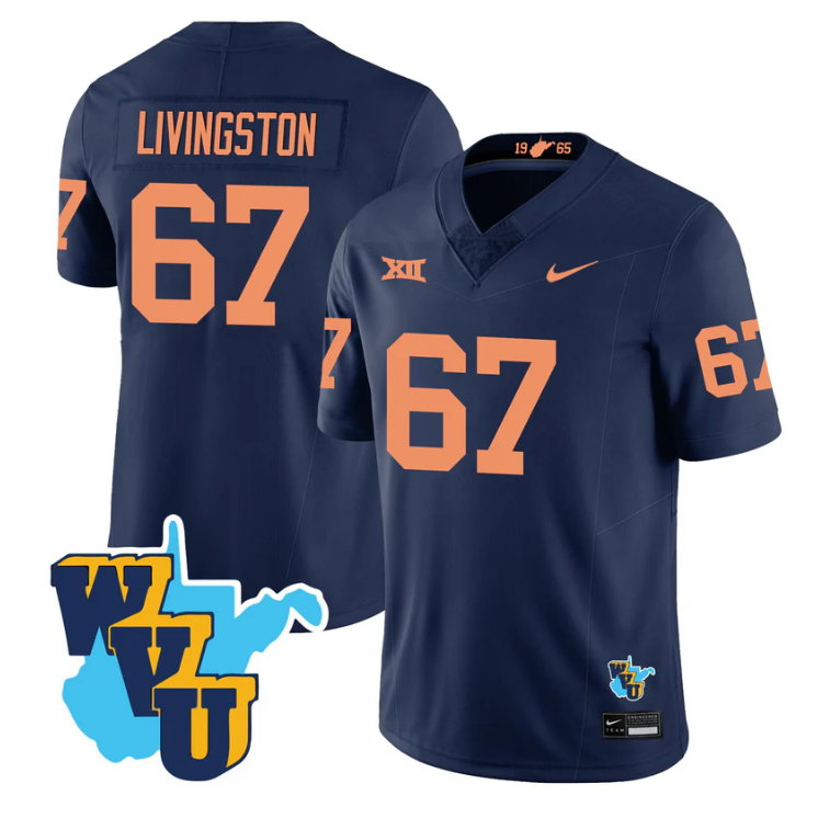 Landen Livingston Jersey #67 West Virginia Mountaineers 1965-2025 Throwback Football Stitched - Image 3