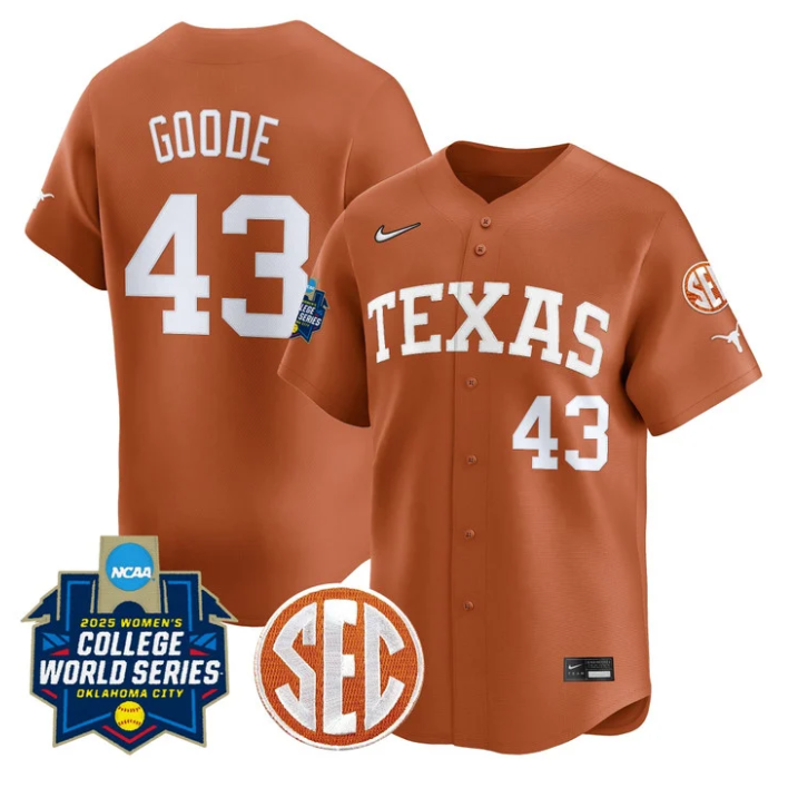 Leighann Goode Jersey #43 Texas Longhorns 2025 World Series Stitched Baseball - Image 2