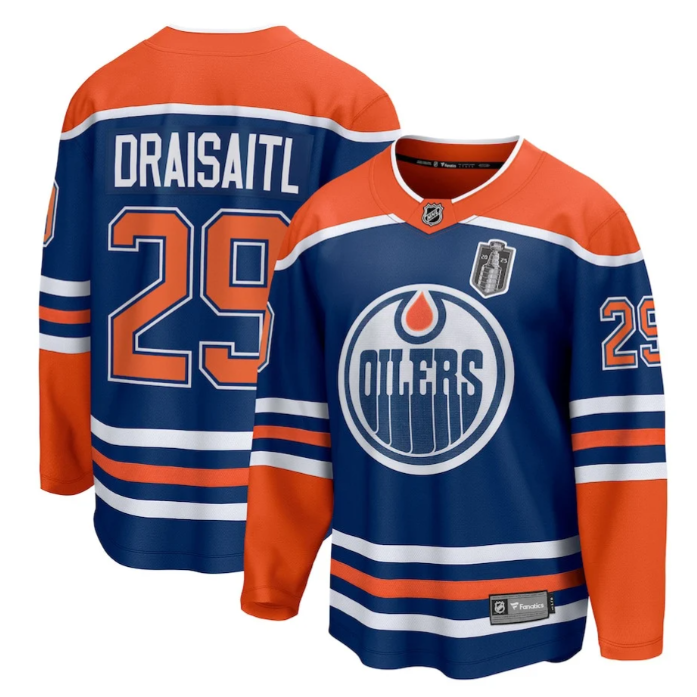 Leon Draisaitl Jersey 29 Edmonton Oilers 2025 Stanley Cup Final Home Breakaway Stitched Hockey