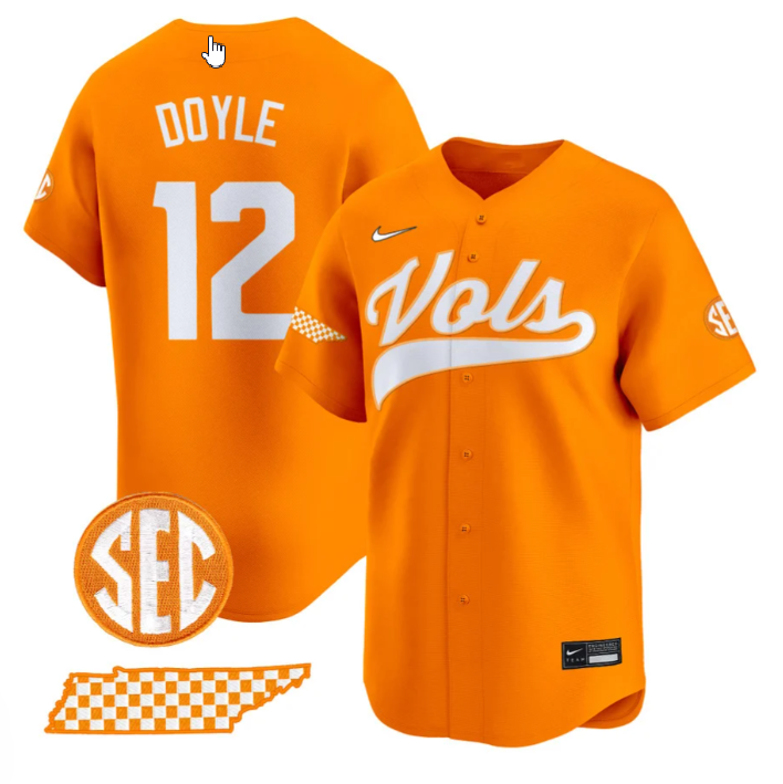 Liam Doyle Jersey #12 Tennessee Vols 2025 Vapor Premier Limited Stitched Baseball